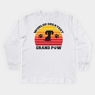 Grandpaw Worlds Greatest Grand Paw Funny Dogs Tee Kids Long Sleeve T-Shirt